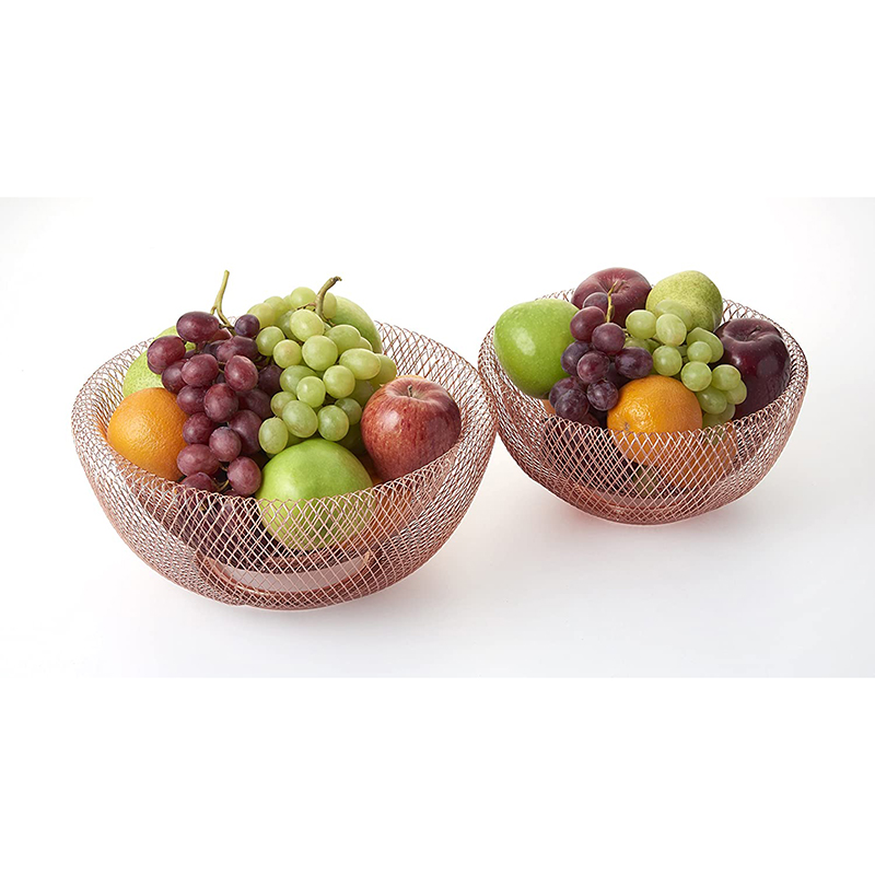 Set of 2 Double Wall Copper Decorative Bowls, Fruit Basket ,2 Piece