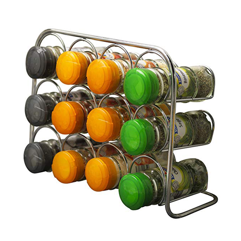 Table Spice Rack - Chrome Storage Stand for 12 ,16,24 jars