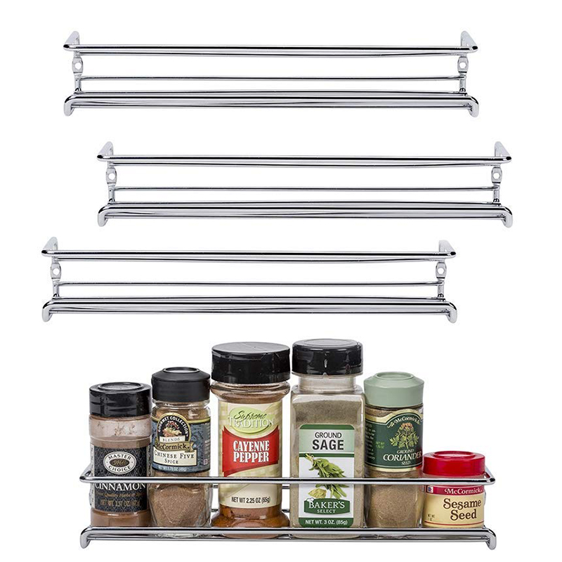 Amazon Hot sale Item Spice Rack Organizer for Cabinet, Door Mount or Wall Mounted Chrome Tiered Hanging Shelf for Spice Jars