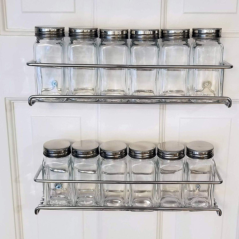 Amazon Hot sale Item Spice Rack Organizer for Cabinet, Door Mount or Wall Mounted Chrome Tiered Hanging Shelf for Spice Jars